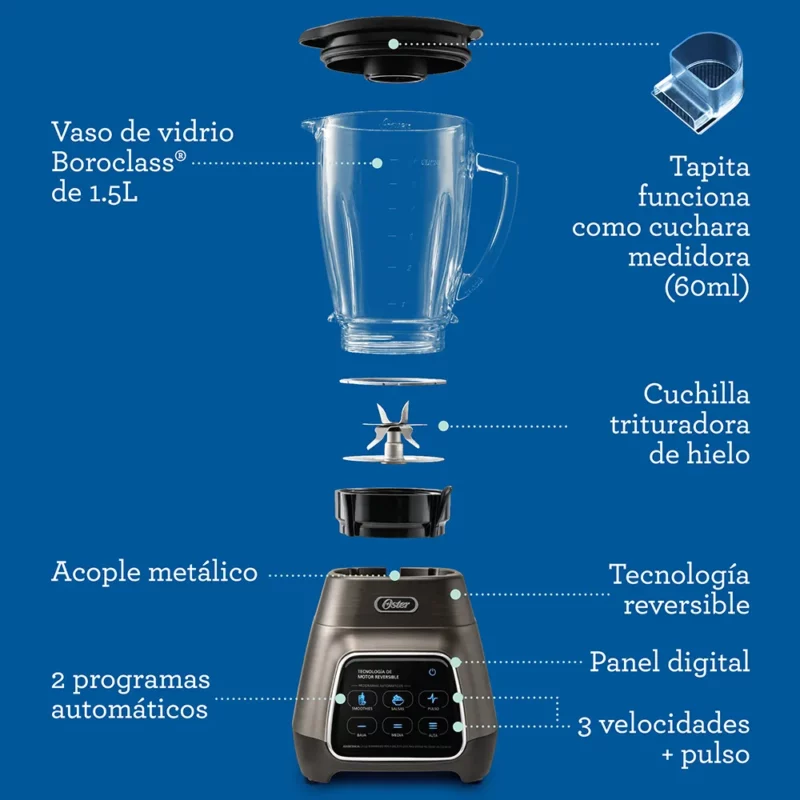 Licuadora Oster Touch Reversible con vaso Blend&Go